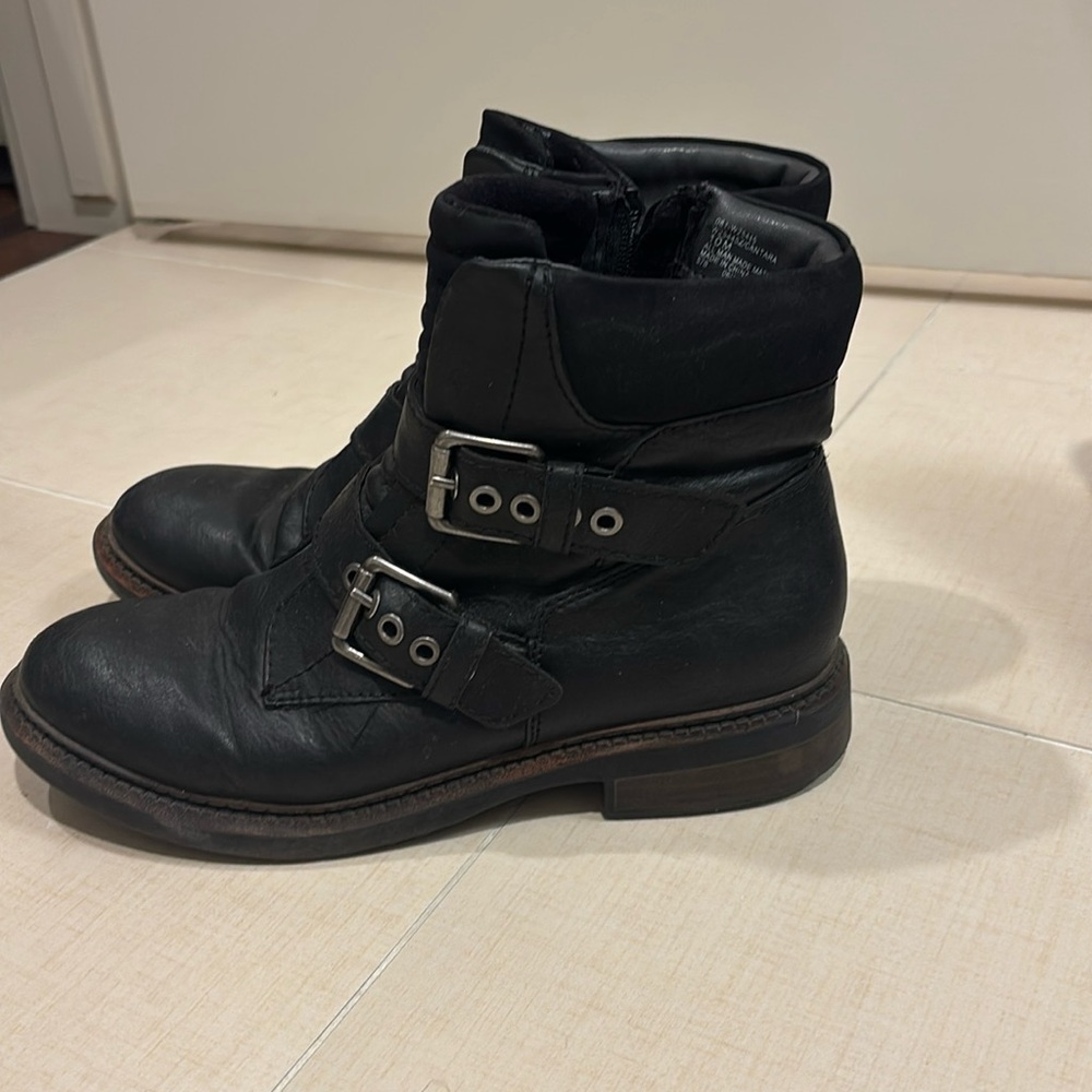 Black leather boots